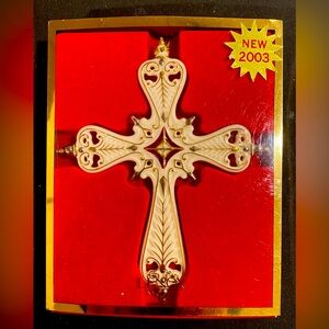LENOX 2003 Brocade Cross Ornament